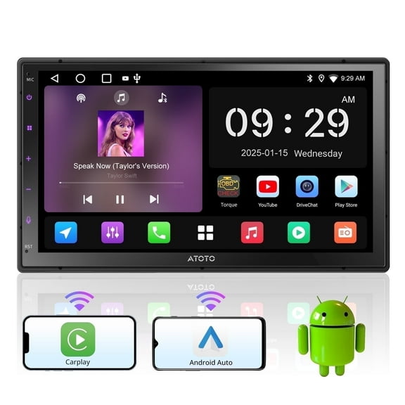 ATOTO 7''Car Stereo Double Din Car Stereo with Apple Carplay & Auto Android Touchscreen Bluetooth& WiFi Built-in GPS Navigation 2GB 32GB, AI Chat (A5)