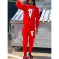 thumbnail image 2 of LovelyWholesale Long Sleeve Hooded Collar Just Do It Letter Print Men's Tracksuit Set, 2 of 6