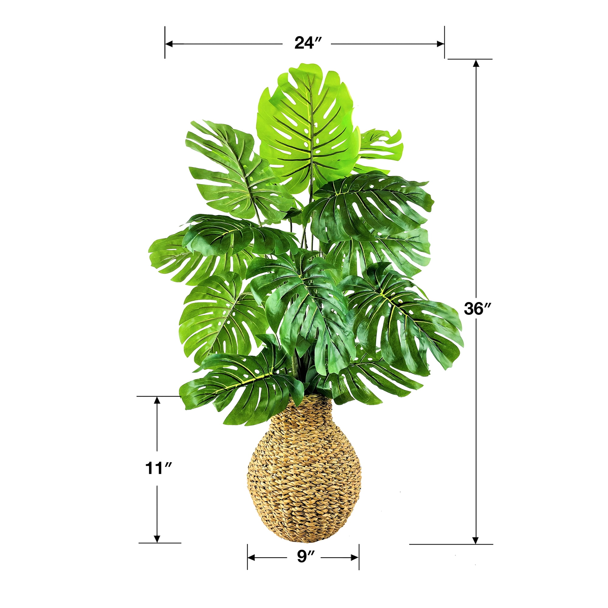 Artificial Plant, 3ft Artificial Monstera Plant in a Hand Woven Basket by LCG Florals, Faux Designer Fake Indoor Plant for Living Room, Office, and Home Décor