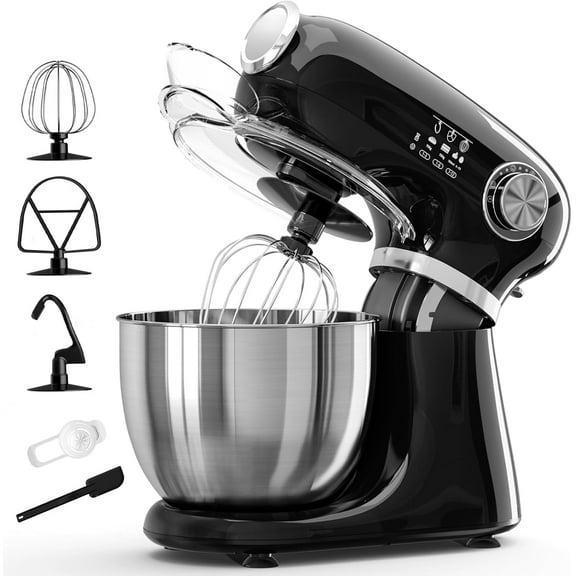 FREE VILLAGE Stand Mixer,12 Speed Tilt-Head Kitchen Electric Mixer With 5.5 Quart Mixing Bowl,Dough & Cake Mixer for Baking Bread,Household Food Mixers With Whisk Dough Hook Beater Spatula,Black