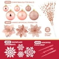 thumbnail image 3 of Ayieyill 92Pcs Christmas Tree Decorations Includes Poinsettia Christmas Flowers, Ball Ornaments, Artificial Glitter Berry Stems, Snowflake and Icicle Drop Crystal Ornaments | Rose Glod, 3 of 6