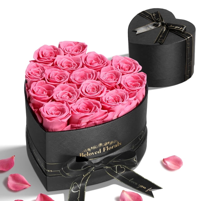 Flores preservadas de regalo Auoasl 16 para mujer, color rosa