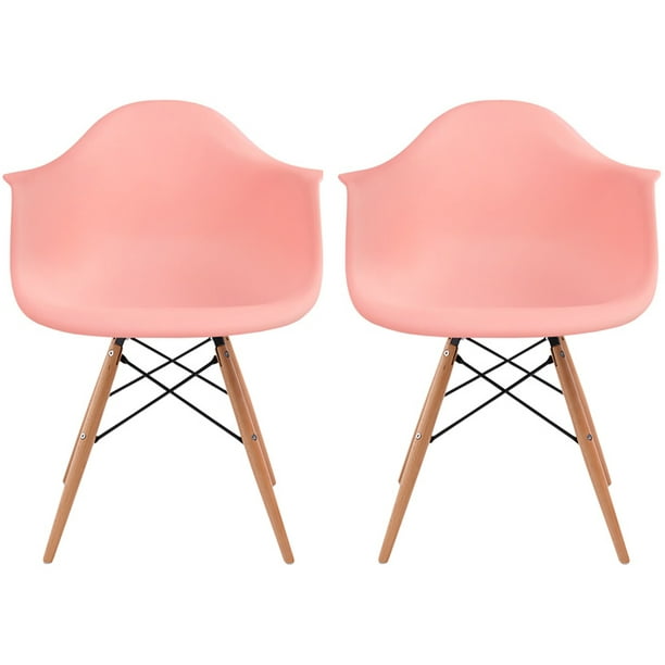 2xhome Set Of 2 Coral Pink Desk Chairs Mid Century Modern Plastic