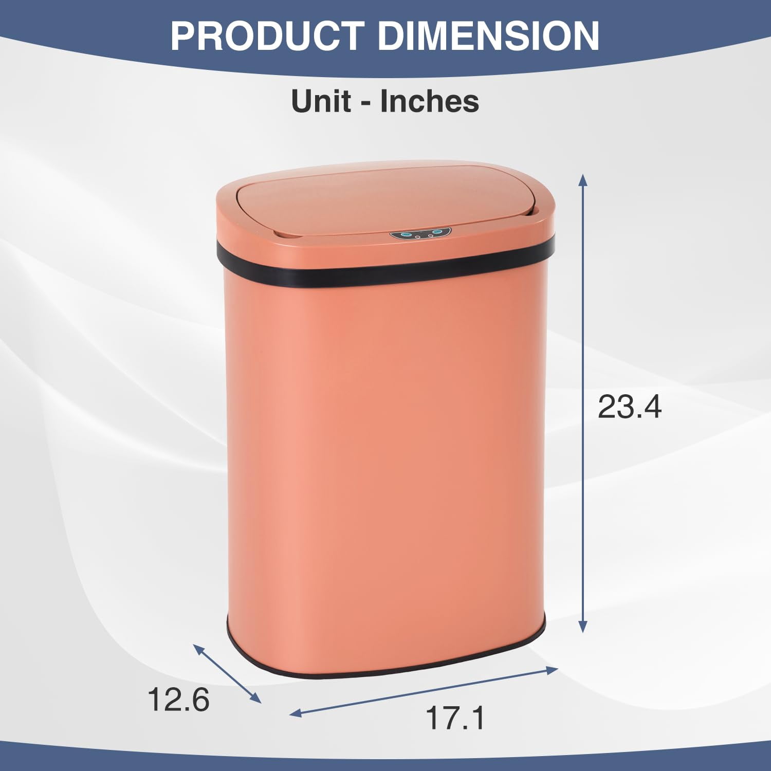 PayLessHere 13Gal Touchless Trash Can - Stainless Steel Auto Lid for Kitchen, Pink