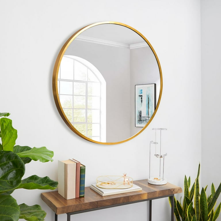 Neutype 36 inch Black Round Wall Mirror Modern Accent Mirror Wall Decor Circle Mirror Aluminum Alloy Frame Bathroom Wall Mounted Mirror, Size: 36 inch