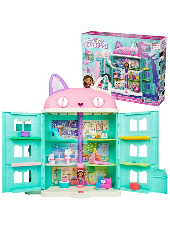 Gabby's Dollhouse, Purrfect Dollhouse 2-Foot Tall Playset with Sounds, 15 Pieces