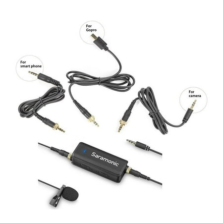 Saramonic SR-LavMic Premium Lavalier Microphone with 2-Channel Audio Mixer and Outputs for iPhone/Android Smartphones, GoPro, DSLR Cameras, Camcorders & Portable