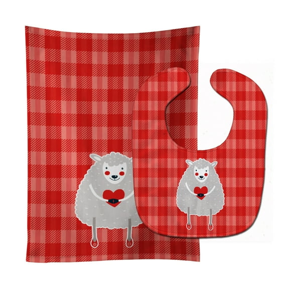 Lamb Love Baby Bib and Burp Cloth