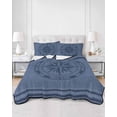thumbnail image 3 of Nautical Compass Twin Size Down Alternative Comforter, Lightweight Comforter Quilt Bedding Set with Pillow Shams Navy Blue Striped Coastal Compass All Seasons Bed Comforter Duvet Insert 68"x86", 3 of 7