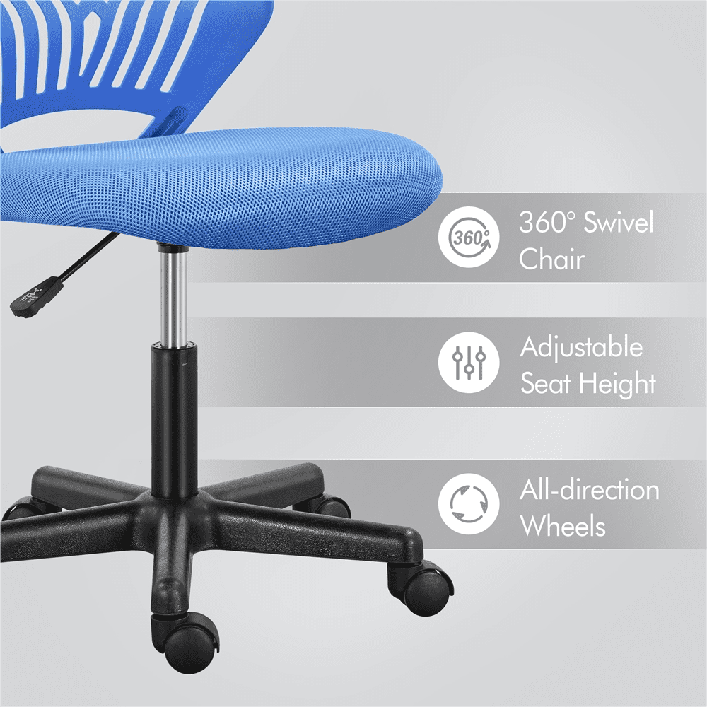 Alden Design Adjustable Armless Mesh Office Chair for Home Office, Blue