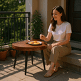 thumbnail image 3 of Homy Casa Round Outdoor Dining Table for 2, Small Patio Bistro Table for Balcony, Walnut, 3 of 8