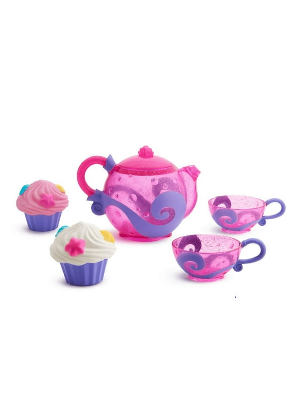 Munchkin Toddler Bath Tea and Cupcake Set, Pink, 5 Piece Set, Unisex