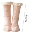 thumbnail image 6 of 1 Pair Floor Socks Stretchy Thickened Mid-calf Non-slip Silicone Fuzzy Keep Warm Comfortable Winter Thermal Women Indoor Slipper Sleeping Socks for Home,Black, 6 of 8
