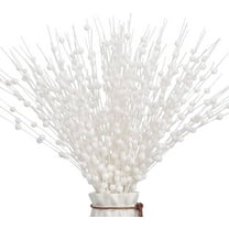 10 Pcs Artificial Glitter Berry Stems, 15.7 Inch Artificial Christmas Tree Picks, Decorative Glitter Berry Long Stems, for Christmas Tree DIY Wreath Crafts Holiday Home Decor(White)