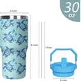 thumbnail image 2 of 30 oz Blue Sea Turtle Tumbler with Handle and Flip Straw, Stainless Steel Insulated Cup with Lid and Straw, Travel Coffee Mug Water Bottle，Christmas Birthday Mothers Day Gifts for Women Animal Lovers, 2 of 6