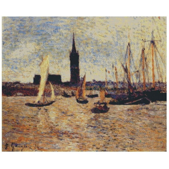 Bordeaux Harbour Cross Stitch Kits, 14 Count, 300x250 Stitch, 54x46cm, Warm Tropic Gauguin Color, Egyptian Cotton Thread, Double Yarn aida Fabric, Counted Cross Stitch Kit