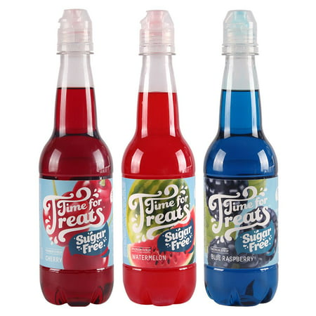 Time for Treats SUGAR FREE Cherry, Blue Raspberry, Watermelon Flavored Snow Cone Syrup 3-Pack (Best Snow Cone Syrup)