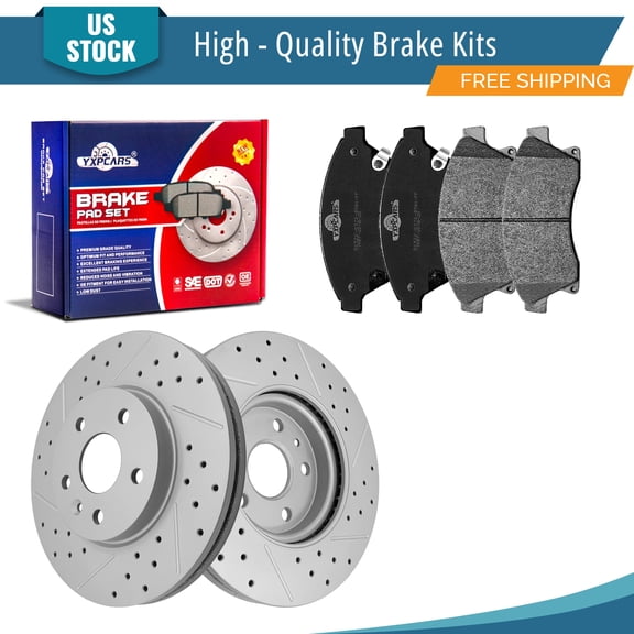 YXPCARS 6PCS Front Brake Kits, Drilled & Slotted Brake Rotors (120.62130)   Ceramic Brake Pads Kit for Chevrolet Cruze Sonic (580770 1522)