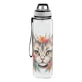thumbnail image 2 of Cat Head Flowers Sports Water Bottle Portable Travel Mug 32oz BPA Free Leak Proof Straw Transparent Tritan for Gym Yoga Cycling Camping, 2 of 7