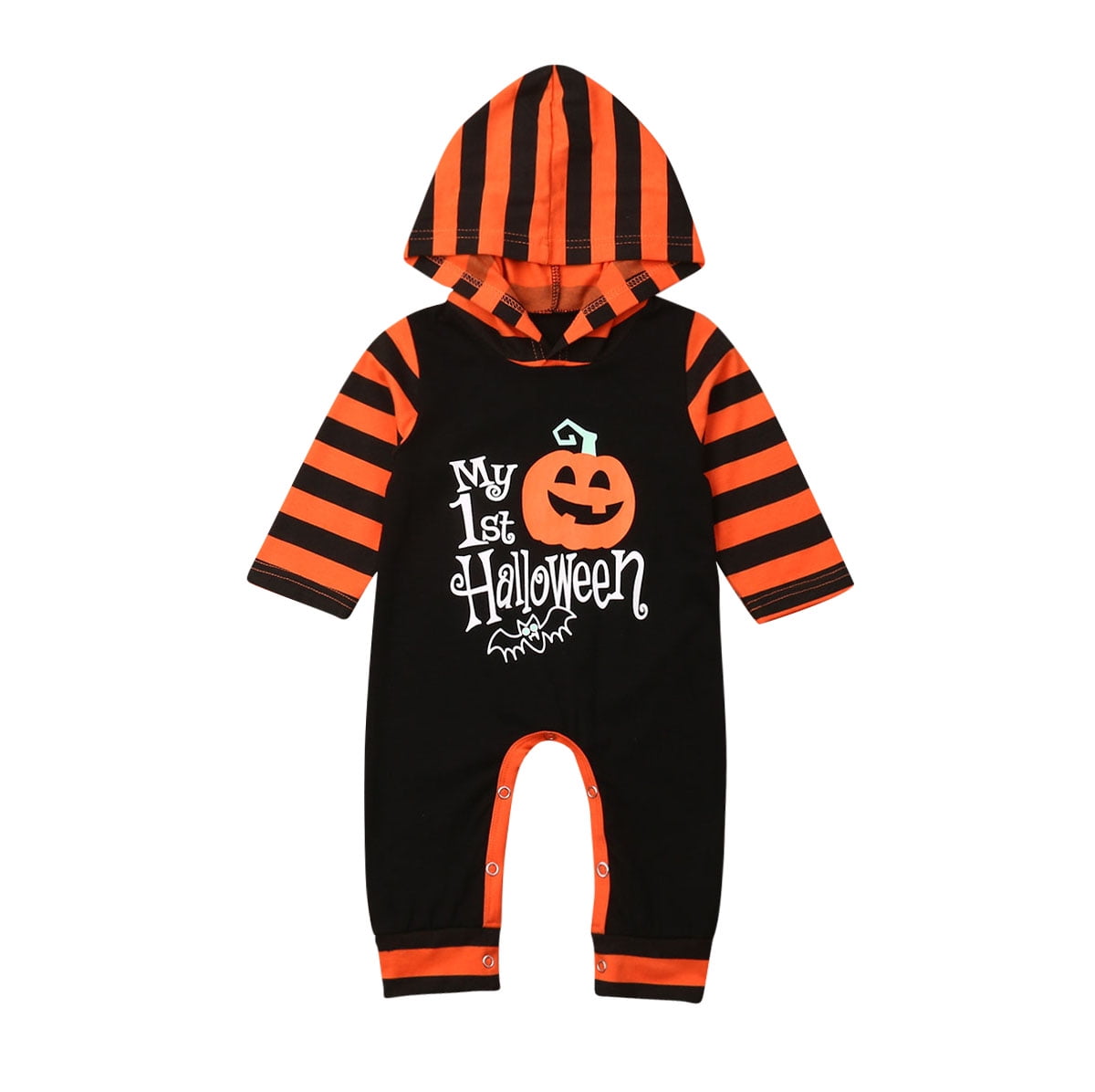 Infant Baby Boys Girls Halloween Cartoon Pumpkin Striped Romper Jumpsuit Clothes 