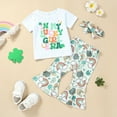 thumbnail image 2 of TAIAOJING Toddler Girls Summer Irish Festival Short Sleeve Letter Prints Tops Pants Headbands 3PCS Outfits Clothes Set, 2 of 6