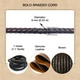 thumbnail image 6 of Braided Genuine Leather Cord 6 mm Round 1.1 Yards - Folded Bolo Real Leather Strap for Bracelet, Necklace, Bolo Tie, Craft and Jewelry Making, 6 of 10