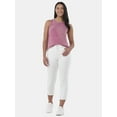 thumbnail image 3 of Time and Tru Women's Mineral Washed Cotton Tank Top with High Neck, Sizes XS-XXXL, 3 of 5