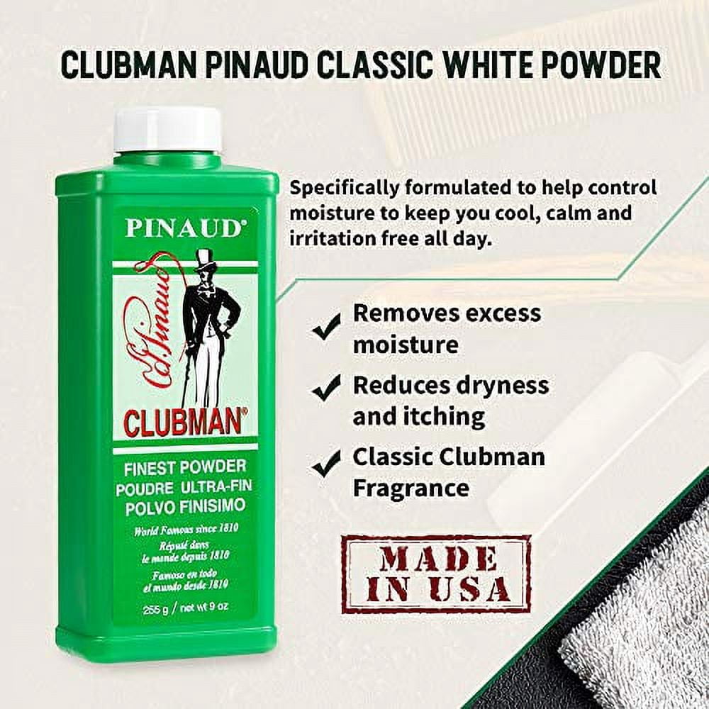 Pinaud Clubman Finest Powder for Men, Cornstarch Zinc Oxide Kaolin Formula, 9 oz (Pack of 3)