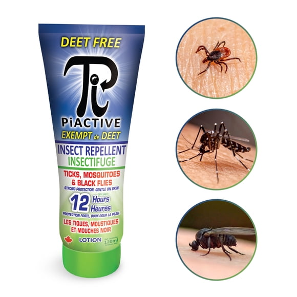 PiACTIVE - Insect Repellent Lotion, DEET-Free Bug Repellent with 20% Incaridin, Fragrance-Free for All Skin Types, 12 Hours of Protection From Mosquitoes and Ticks, 120 ml
