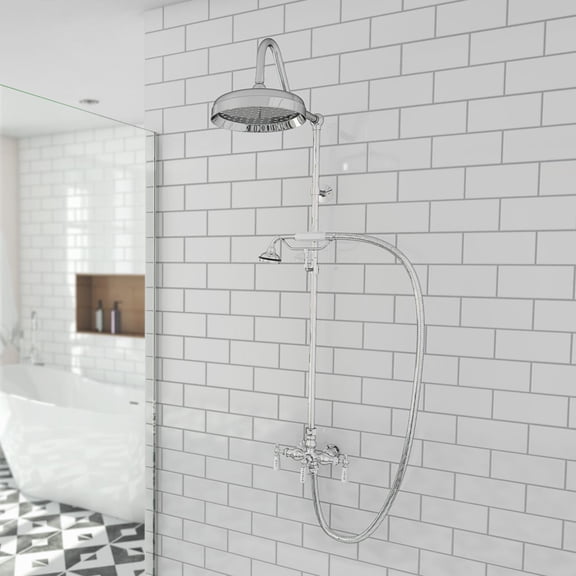 Mason Hill Collection Exposed Porcleain Handle Shower Set with Handshower