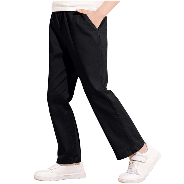 Odeerbi 3-17 Años Niños Traje Formal Pantalones Algodón Vestido Pantalones Uniformes Pantalones Primavera Verano Color Sólido Pantalones Largo Completo