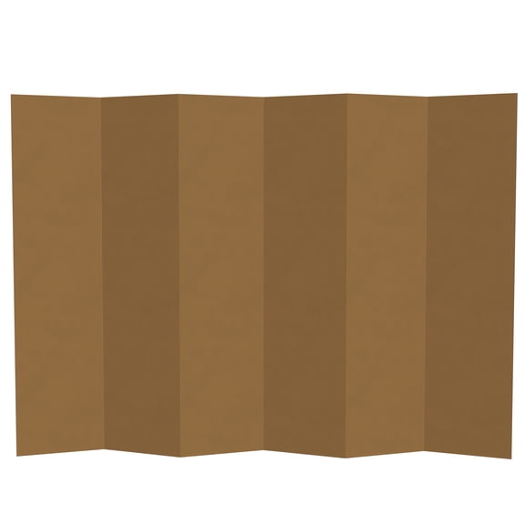 6 ft. Tall Plain Brown Cardboard Privacy Screen Room Divider - 6 Panel