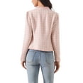 thumbnail image 3 of INSPIRE CHIC Plaid Tweed Blazer for Women's Long Sleeve Open Front Work Office Jacket L Pink, 3 of 6