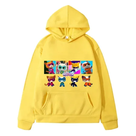 Super Kitties Children Sweatshirt y2k sudadera boy clothes Autumn Fleece pullover Casual Jacket anime hoodies clothes girls