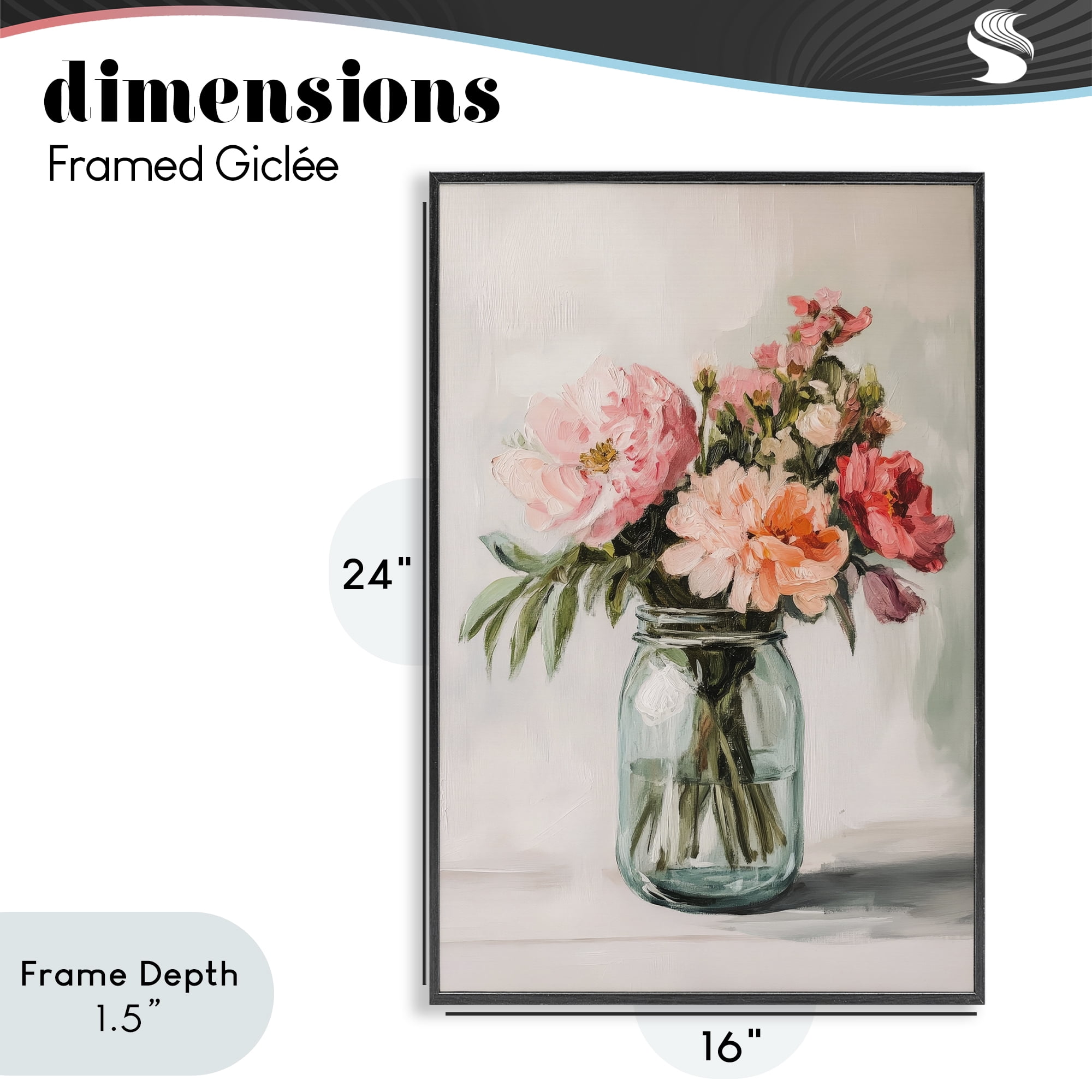Stupell Industries Pink Flower Stems in Jar Black Framed Giclee Art, design by Petal Prints Design
