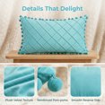 thumbnail image 3 of REGALWOVEN Couch Pillow Cases 1 Pack Soft Pom-poms Velvet Throw Pillow Covers for Farmhouse Home Decor Blue 12" x 20", 3 of 4