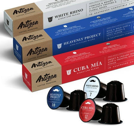 Coffee 30 Capsules - 100% USDA Certified Organic Fair Trade Coffee - Nespresso Compatible Capsules - Artizan Coffee Blend (Variety Pack - 30 Pods) …