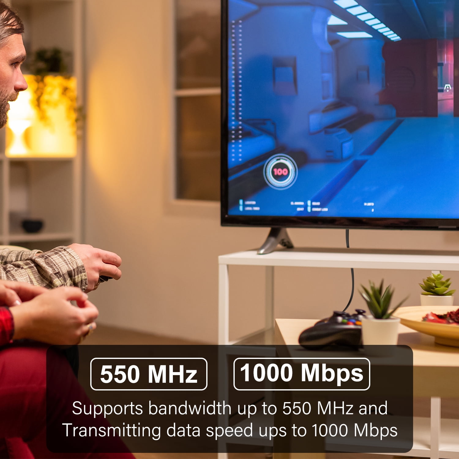 J&D 100 ft Cat6 Ethernet Cable 250MHz High-Speed Flat Network Cable Black