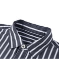 thumbnail image 3 of LODIENY Striped Long Sleeve Dress Shirt for Men Button Down Collared Baggy Stylish Work Blouses with Pockets Navy XL, 3 of 4