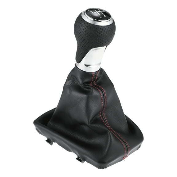 5 Speed Shift Knob with Cover - Stick Shifter Lever Knob - for Audi S-Line 07-15 Plastic Black - 1 Pc