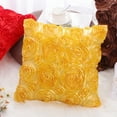 thumbnail image 6 of PiccoCasa Decorative Throw Pillow Covers 3D Satin Rose Flower Shells Cushion Covers, 2Pcs, 16"x16" Gold Tone, 6 of 7