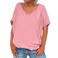 thumbnail image 1 of Timegard Womens Tops V Neck Short Sleeve Loose Blouse Summer Solid Color Casual Comfy Tops Basic Tee, 1 of 5