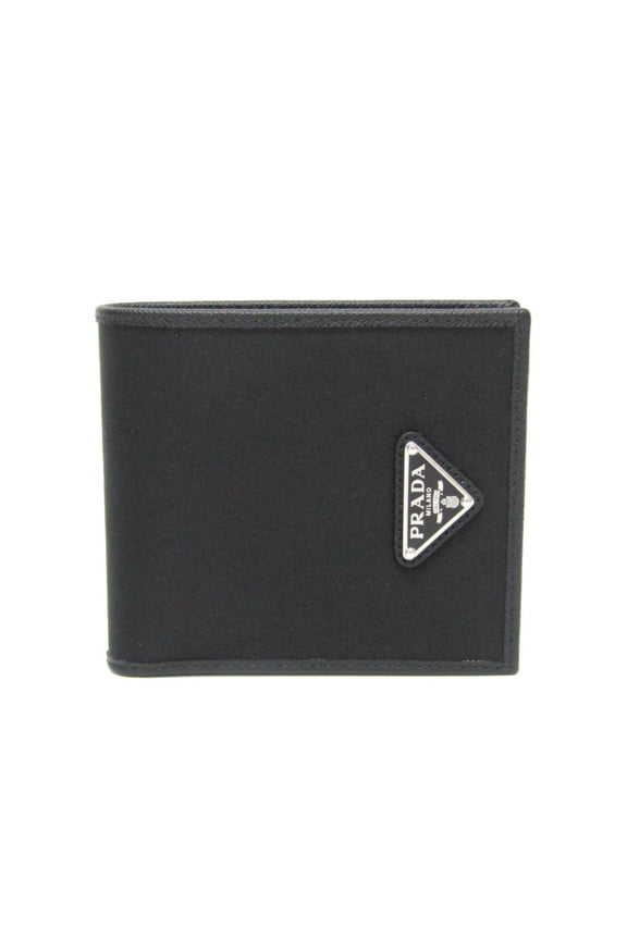 Pre-Owned Prada Saffiano Tessuto 2MO738 Men's Leather,Nylon Wallet (bi-fold) Black