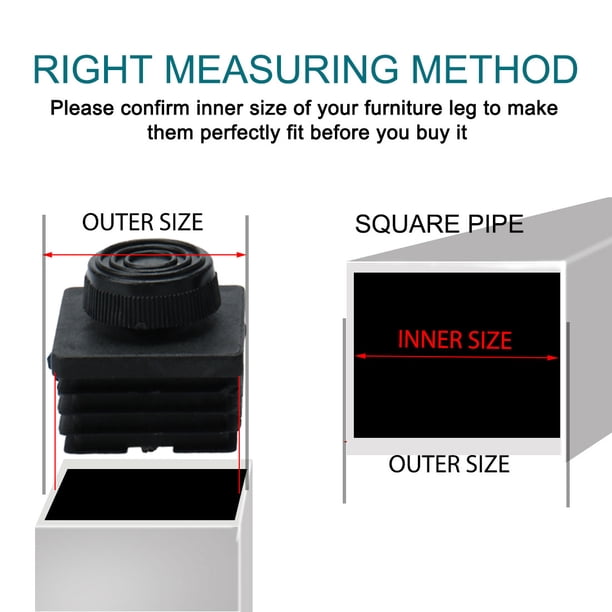 Uxcell 40x40mm Square Insert Leveling Feet - Adjustable Furniture Leg Levelers, 4 Sets