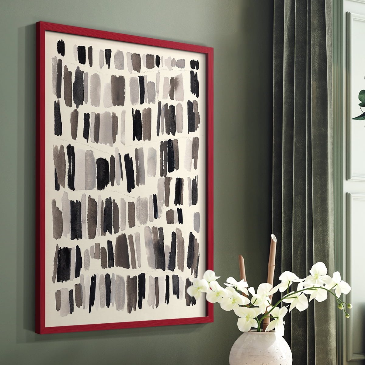 Chalk and Flint II Framed Print in Red Solid Wood Framed Print No Nail Hanging