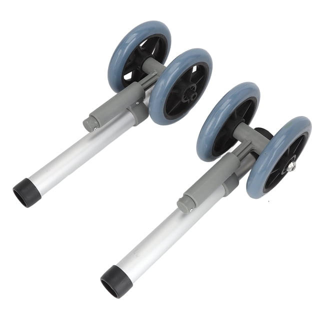 Walker Feet Casters, Walker Wheels 2pcs Easy Installation Prevent Deformation Adjustable Height Lockable Aluminum Alloy Leg with Brake Wheel for Disabled People