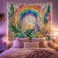 thumbnail image 2 of Vibrant Rainbow Arch & Tropical Botanicals in Stained Glass Setting, Whimsical Boho for Plant Lovers, Botanical Wall Decor Housewarming Gift Tapestry Wall Hanging for Living Room and Bedroom, 2 of 7