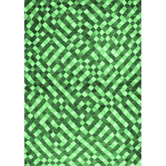 Ahgly Company Indoor Rectangle Abstract Emerald Green Contemporary Area Rugs, 7' x 9'