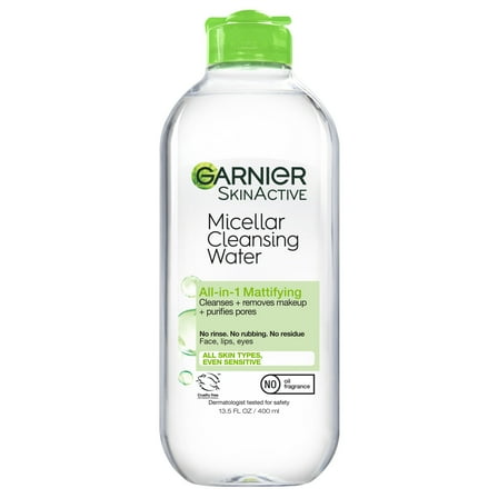 Garnier SkinActive Micellar Cleansing Water for Oily Skin, All in 1 Makeup Remover, Face Cleanser, 13.5 fl oz