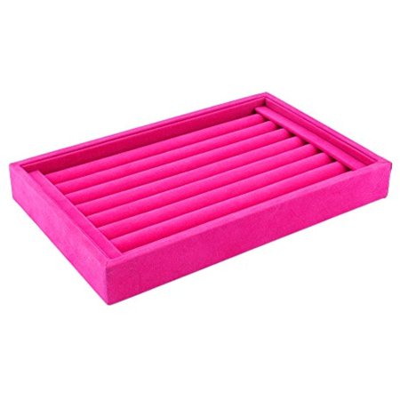 Cufflink Boxes Velvet Ring Earrings Display Box, Cufflinks Trays Showcase Display Ring Insert Case Holder Organizer Great for Gifts,Hot Pink ()